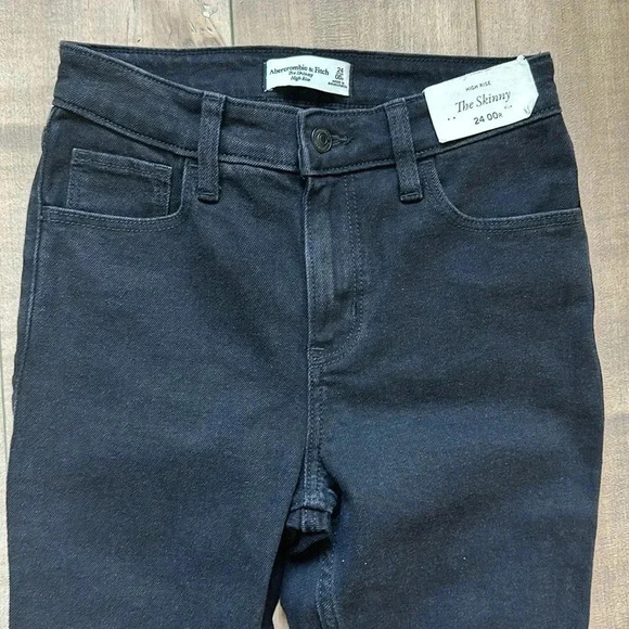 NWT Abercrombie & Fitch The Skinny High Ride Black Jeans Sz 24/00 - Picture 3 of 8